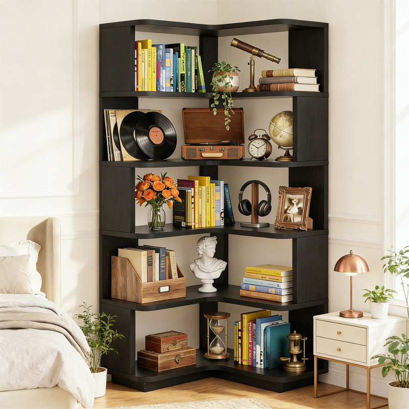 162cm H x 60cm W Standard Bookcase, Black