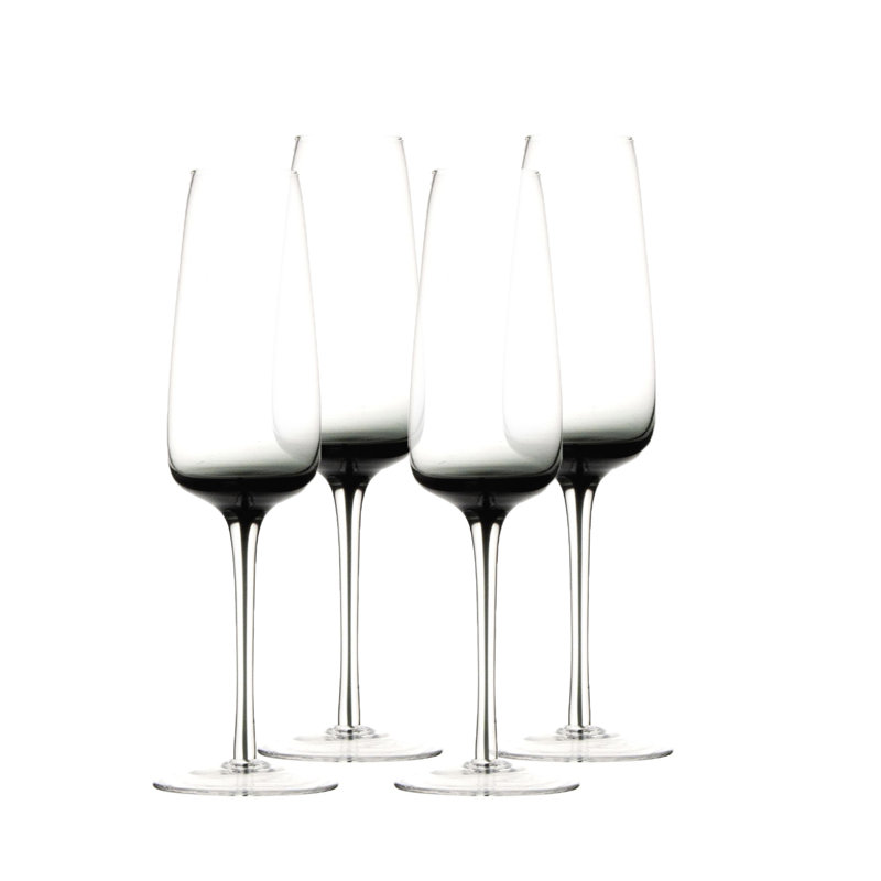 Flûte en verre émeraude Gem 7 oz, Noir/transparent