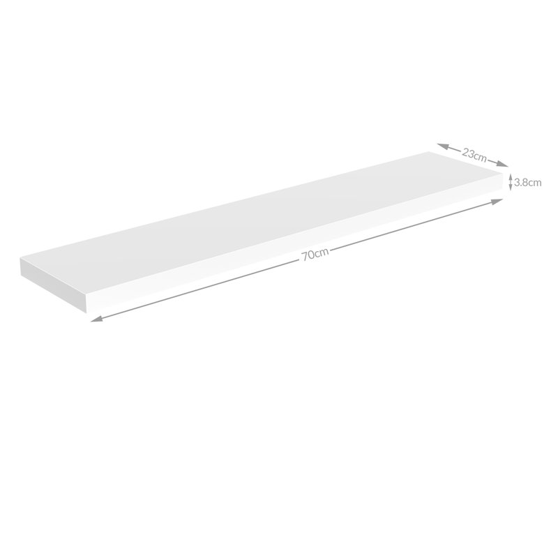 Mehta Floating Shelf, Matte White, 3.8cm H x 70cm W x 23cm D