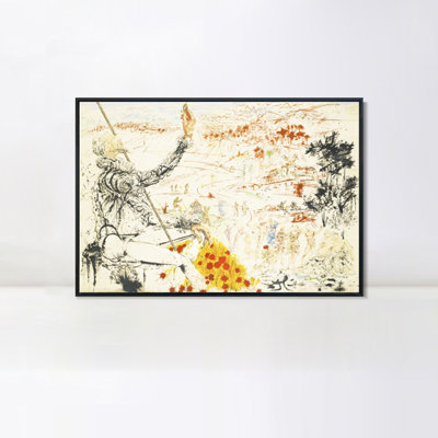 Framed Canvas Giclee Print Series#087 by Salvador Dali Wall Art for Living Room Home Office Decorations(Black Slim Frame,18"x24")