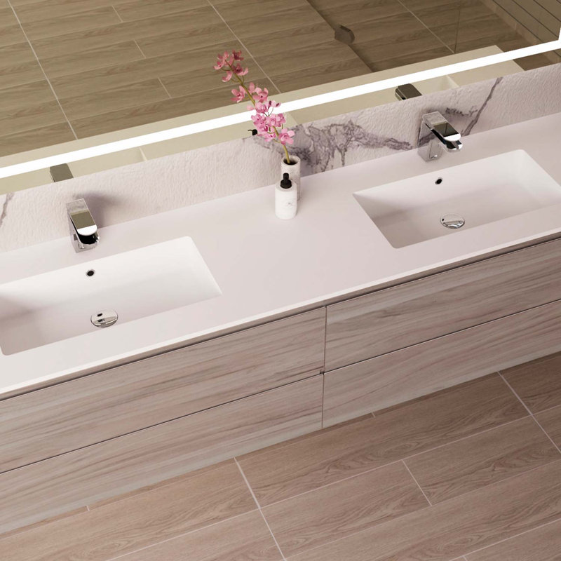 Meuble-lavabo simple DAX Pasadena 80 po avec vison mat et bassin brillant Toscana, Pin