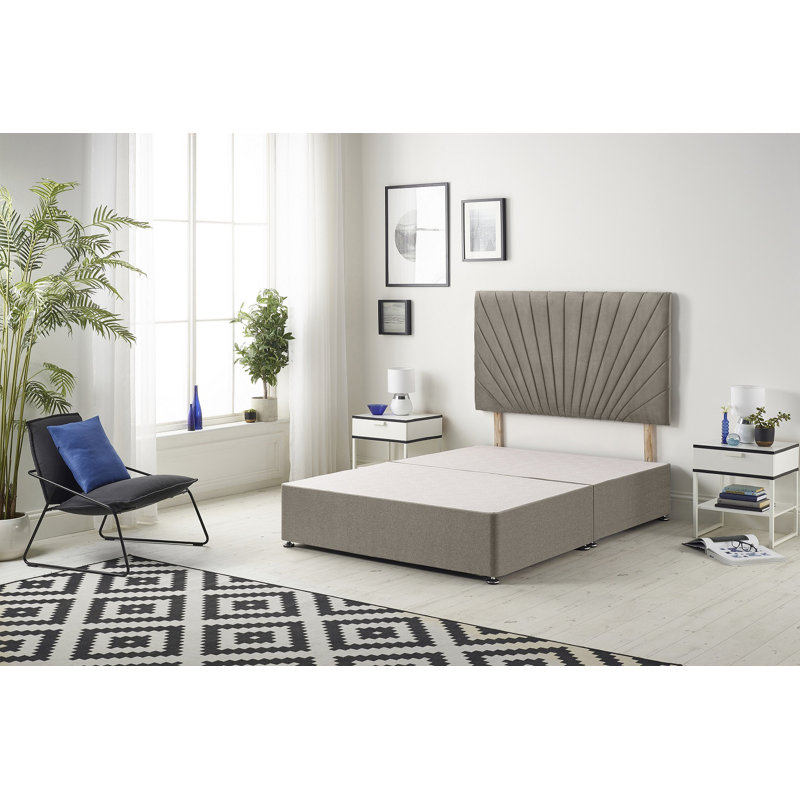 SantaFe Tweed Fabric Divan Bed Base and Headboard with Optional Drawers, Coffee, Kingsize (5'), No Drawer