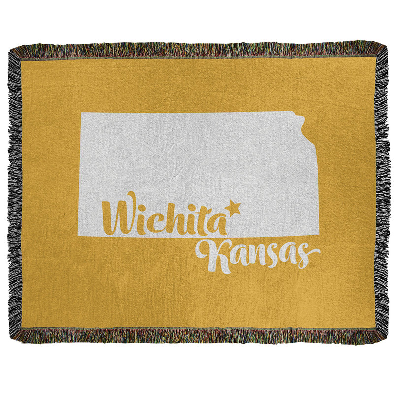 Jeté en coton tissé wichita kansas, l 50 po x L 60 po, Jaune