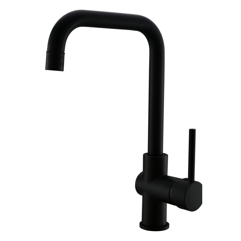 Robinet de cuisine 1 trou noir mat à poignée simple pour espaces de divertissement extérieurs