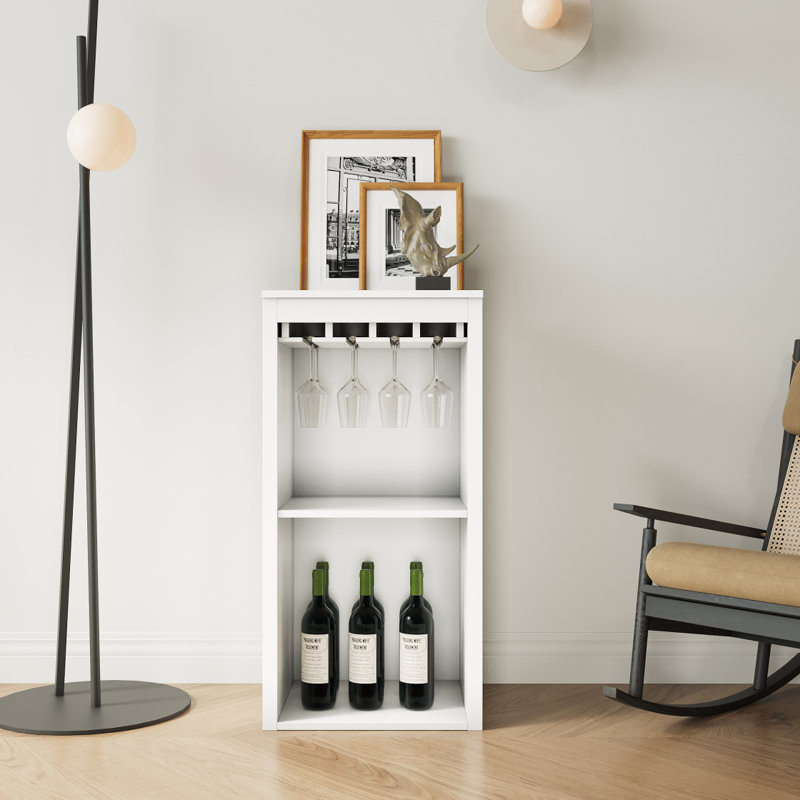 Armoire à vin modulaire de couleur blanche avec tablettes de rangement et huche pour salle à manger WHITE