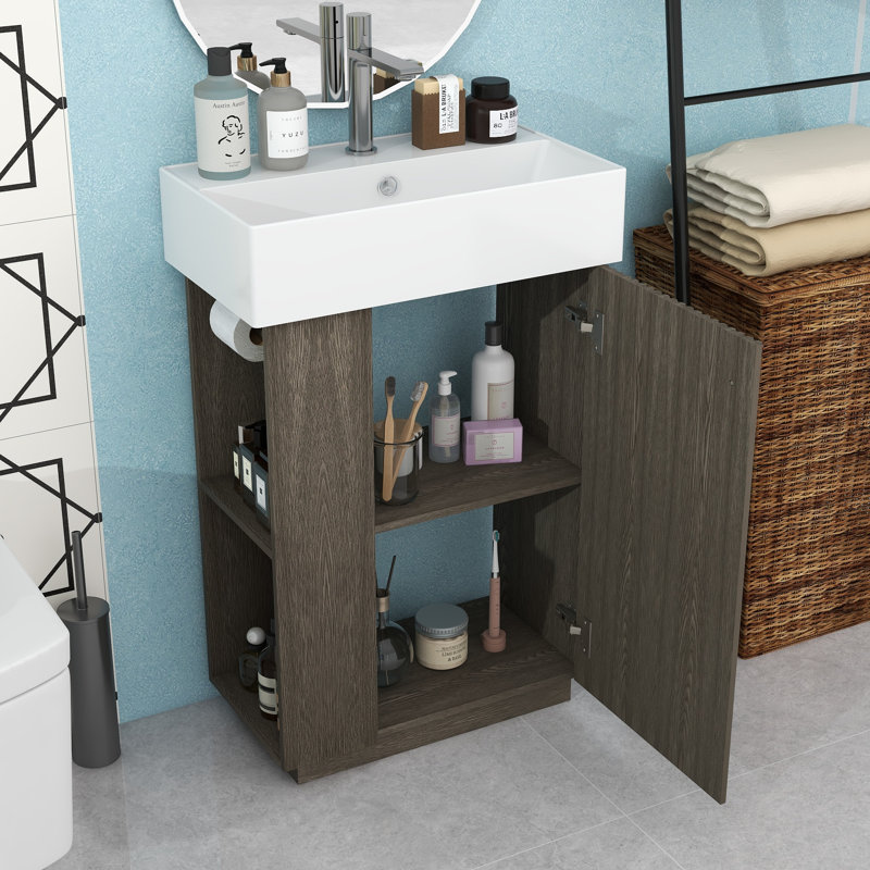 Meuble-lavabo avec lavabo et tablettes