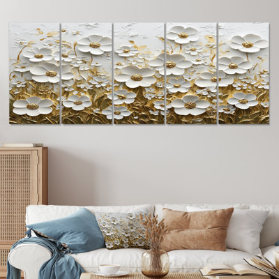 Beaumont - Art mural fleurs sauvages - Art mural traditionnel sur toile 5 pièces