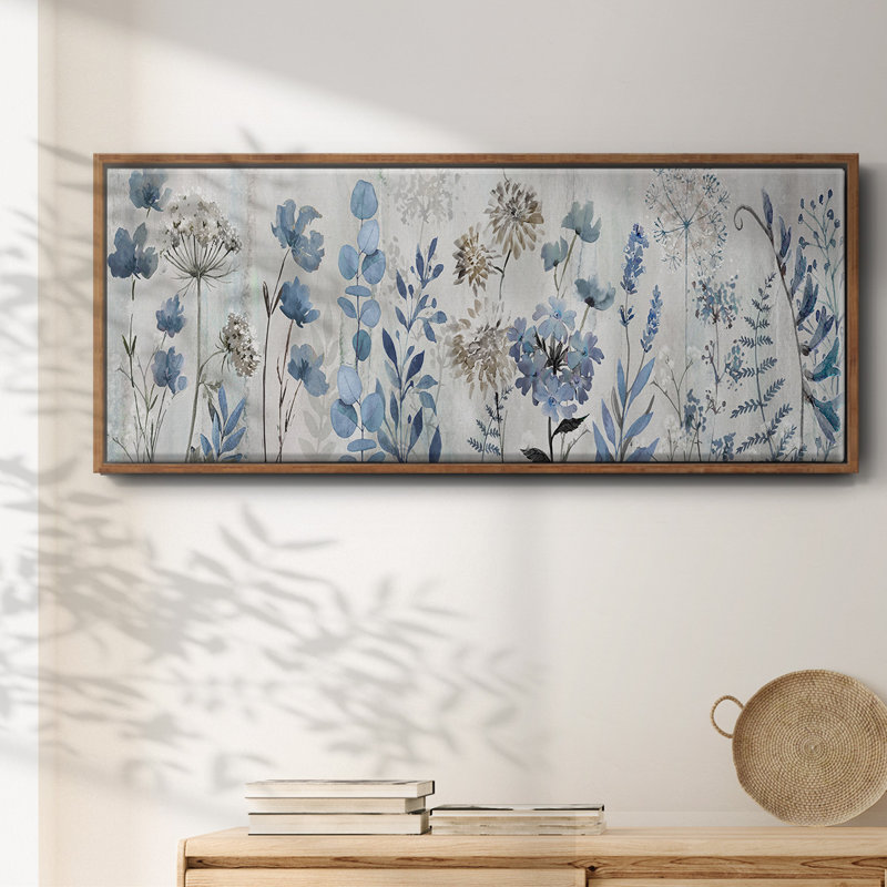 Blue Meadow- Framed Canvas, 12" H x 30" W
