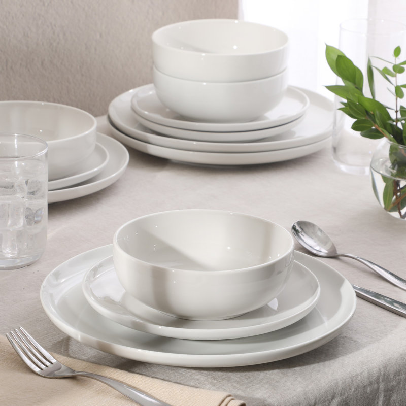  Service de table en porcelaine 12 pièces Havenstone, Blanc