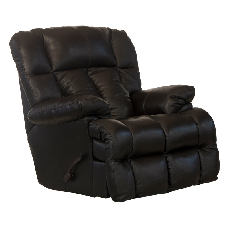Reem Italian Leather Match Recliner, Chocolate Genuine Leather, Manual