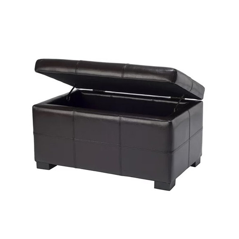 Repose-pieds de rangement rectangulaire en similicuir de 30,1 po Kamyra, Simili cuir rouge