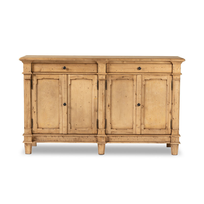 Marjorie 4 Door Sideboard-Distressed Black, Bleached Birch