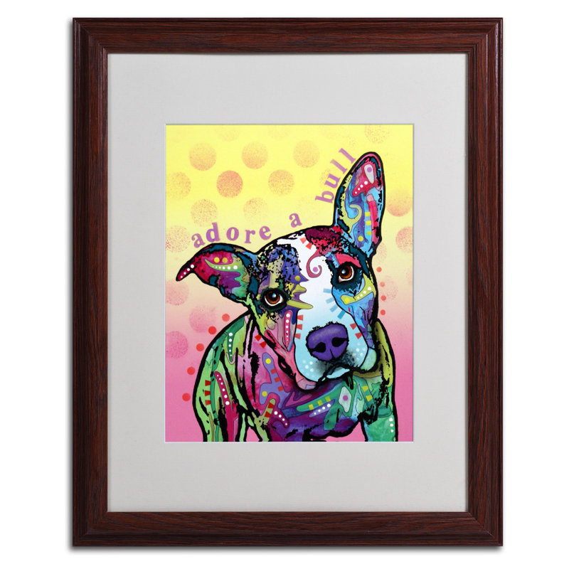 Dean Russo Adoreabull Colorful Dog Print on Canvas with Wood Frame