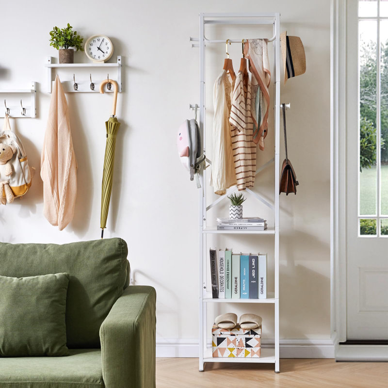 Andromedae Metal Freestanding 8 - Hook Coat Rack, White