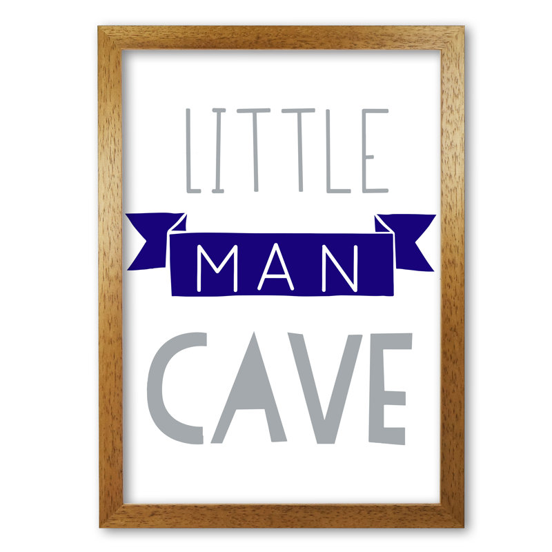 Little Man Cave Banner 1 Piece Single Picture Frame Wall Art, 30 cm H x 21 cm W x 5 cm D, Honey Oak Frame