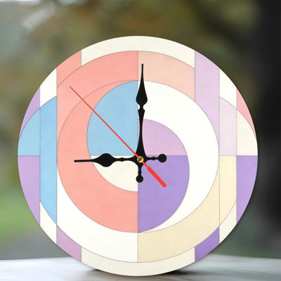 10" Round Wooden Wall Clock, Silent Quartz Movement, UV-Printed Design, Battery Operated