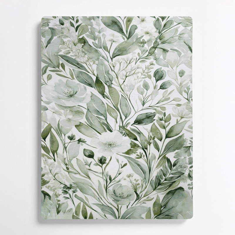 Aquarelle, art floral vert 95, H 36 po x l 24 po