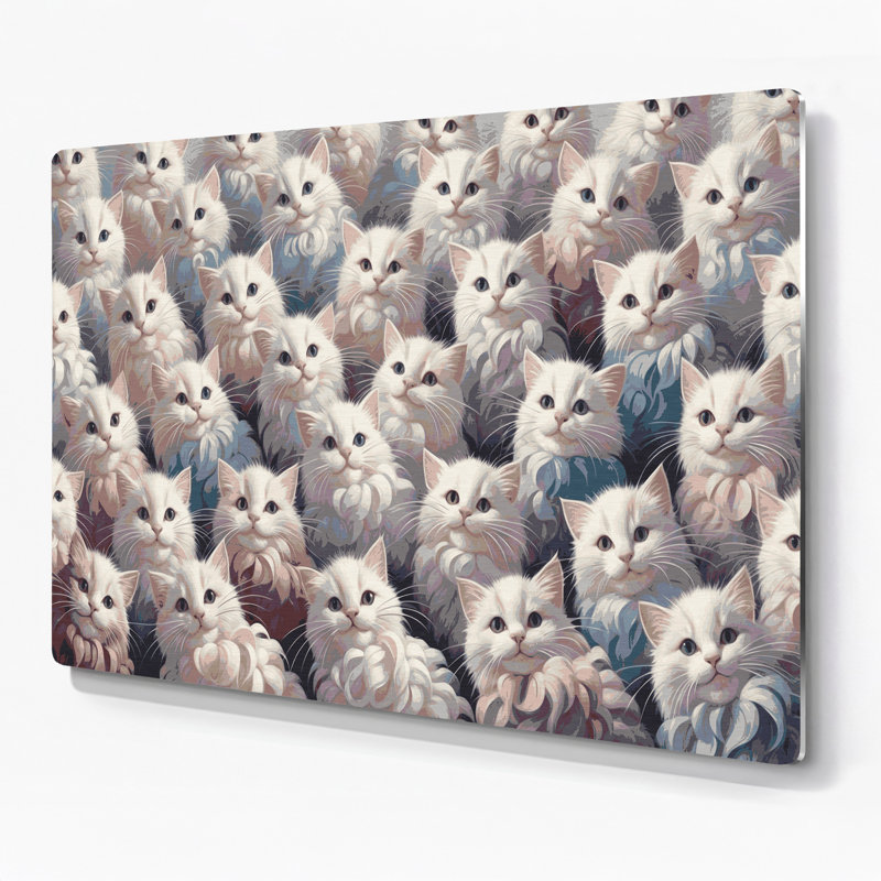 Art mural en métal «Cats Lambkin» gris, H 132 po x l 168 po x P 0,05 po