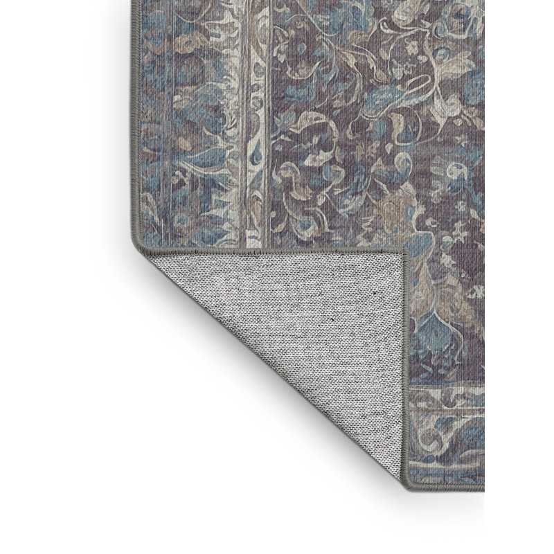 Machine Washable Gray Area Rug, Rectangle 5' x 8'