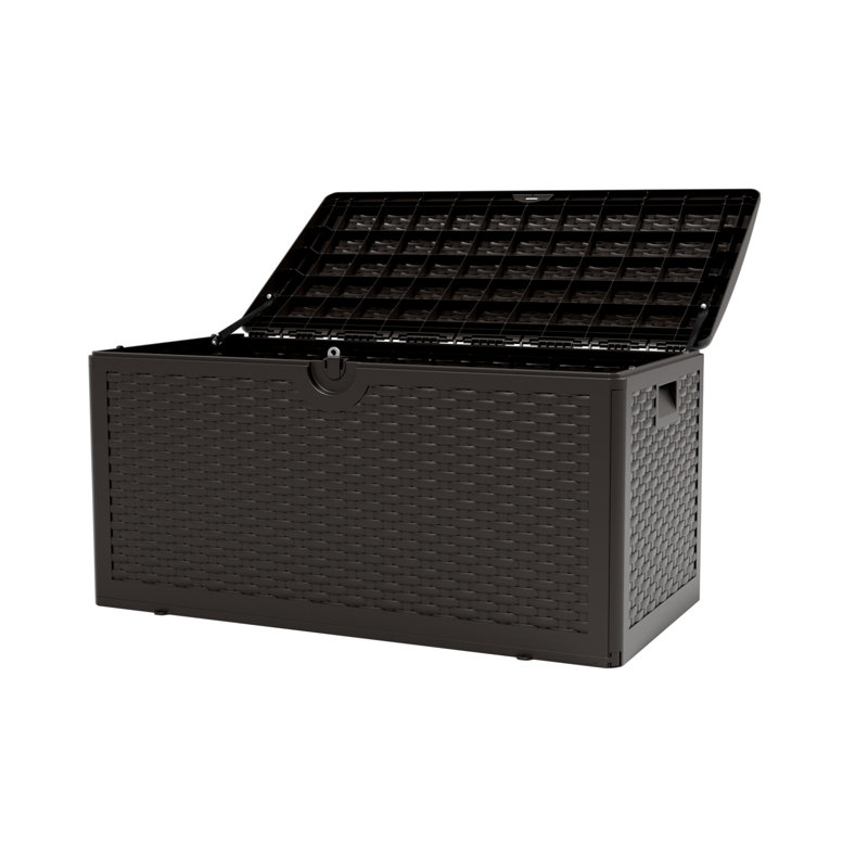 80Gal KD Wicker Outdoor Storage Deck Box