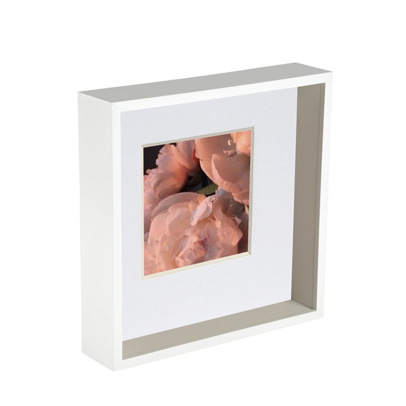 Nicola Spring - 3D Deep Box Photo Frame, 26.5cm H x 26.5cm W x 6cm D, White/White