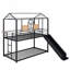 Lit superposé simple au-dessus d'un lit simple en métal robuste avec une maisonnette et une glissoire pour enfants-1814140203