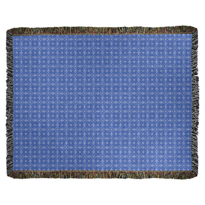 Couverture en coton Katelyn Elizabeth, l 50 po x L 60 po, Bleu / Blanc