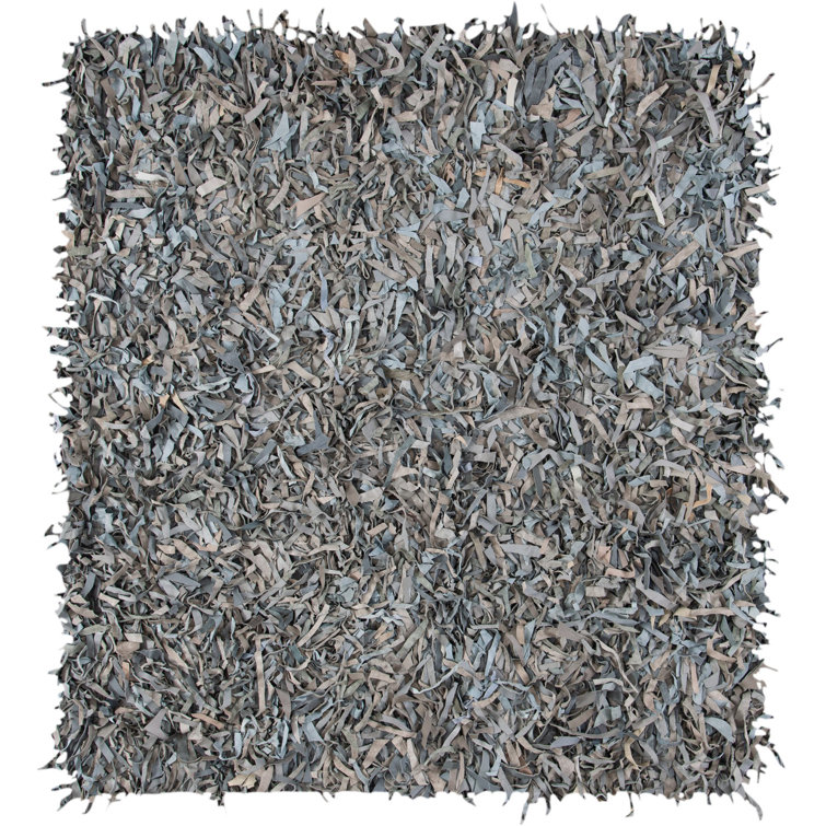 Arik Handwoven Leather/Cotton Solid Color Rug in Beige/Gray