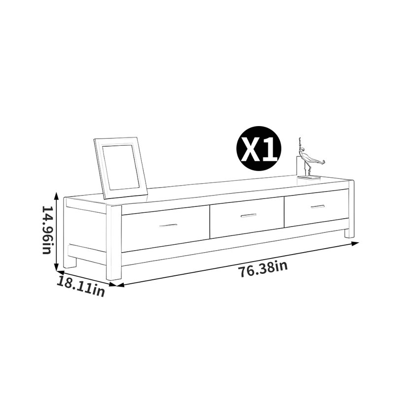 Meuble télé avec rangement, 76.38"