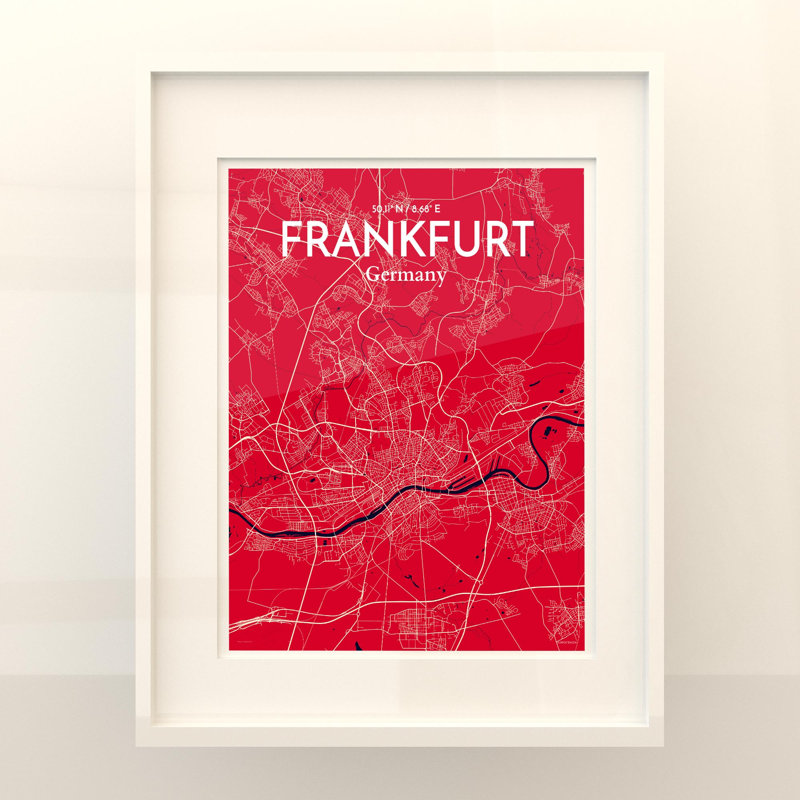 Frankfurt City Map In Nautical - No Frame Print, 20cm H x 16cm W x 0.05cm D