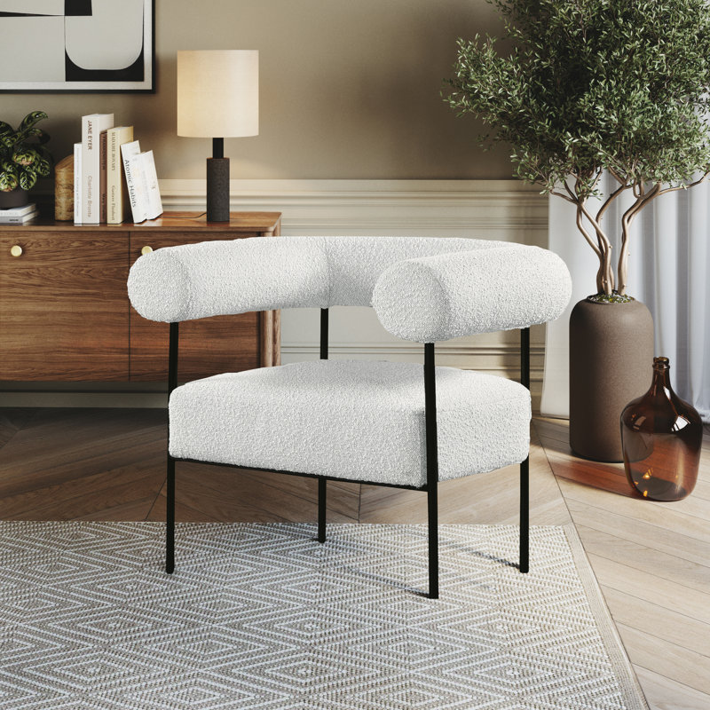 Fauteuil l 32 po Blake, Tissu crème bouclé