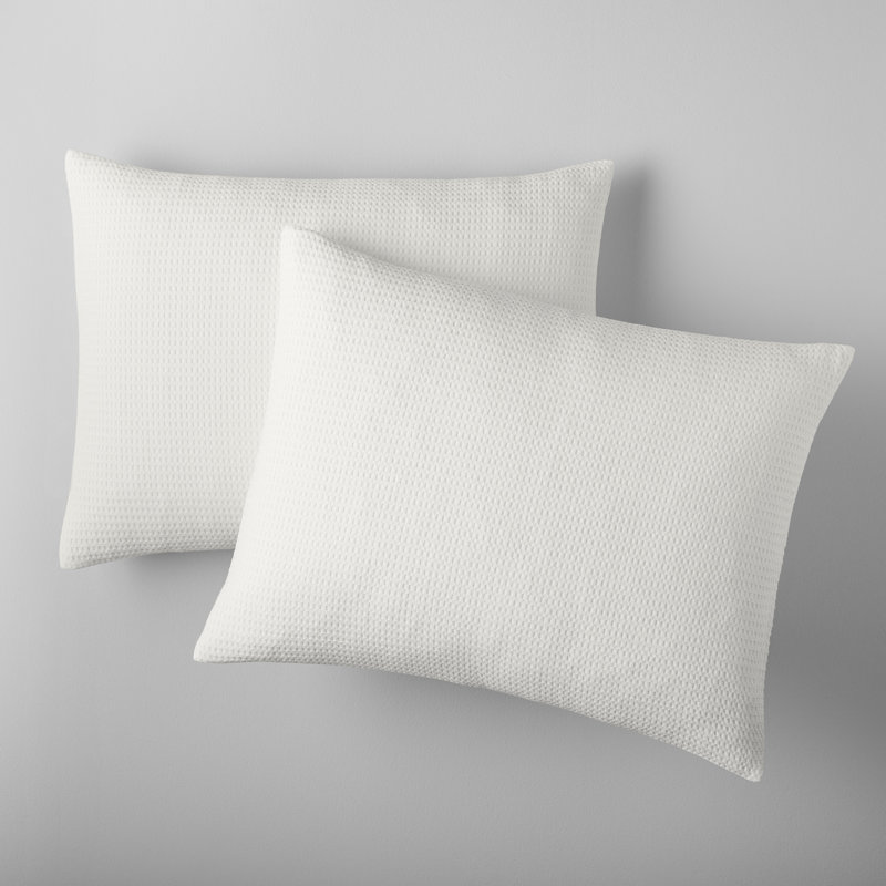 Felix Cotton Waffle Sham Set, White, King