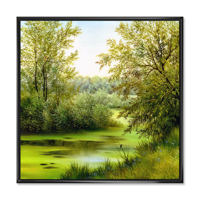 «Beautiful Summer River Through Trees Landscape», reproduction sur toile