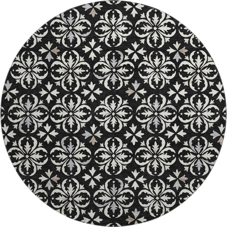 Premium Machine Washable Prisco Black Rug