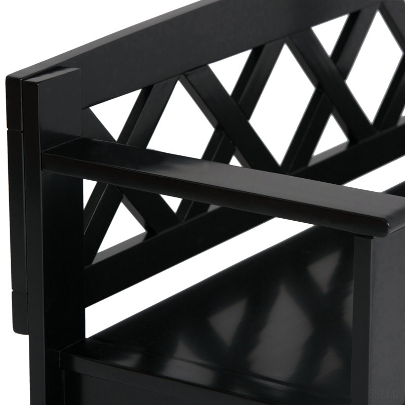 Banc de rangement en bois massif Amherst, Black