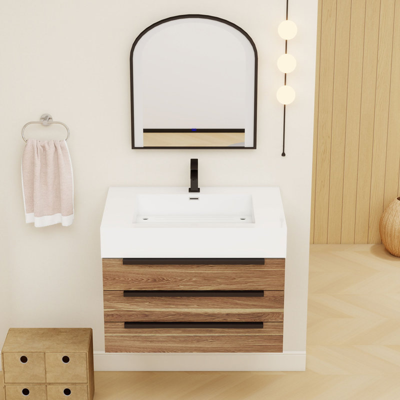 Jessica 29.5'' Single Bathroom Vanity with Acrylic Top, Gloss Gray