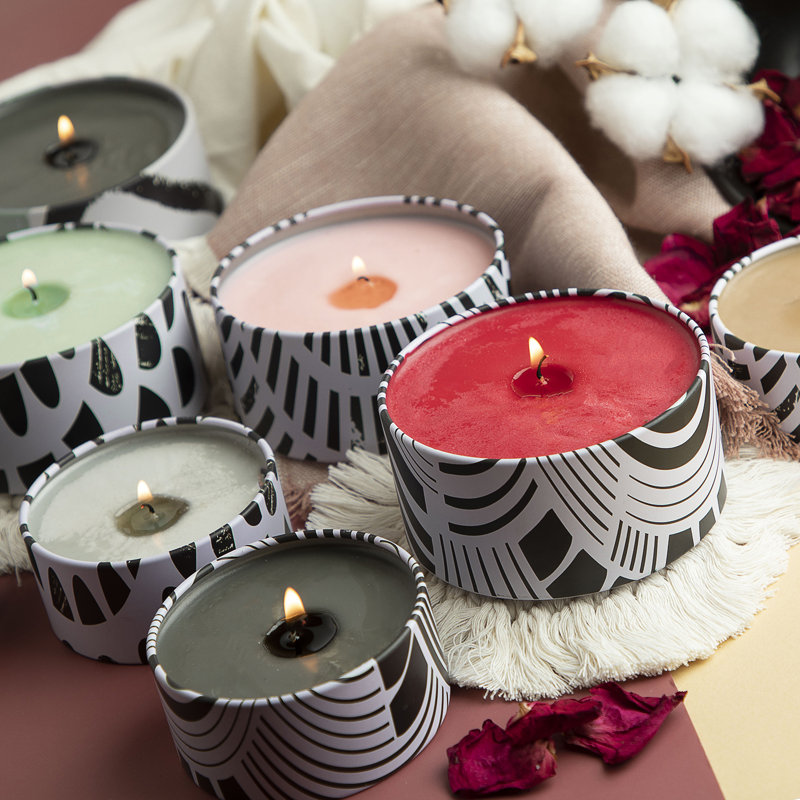 Tealight Holder, 4 oz, Black/White Abstract