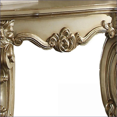 Patine dorée Table basse carrée Bone avec pieds à volutes - Décoration de salon polyvalente