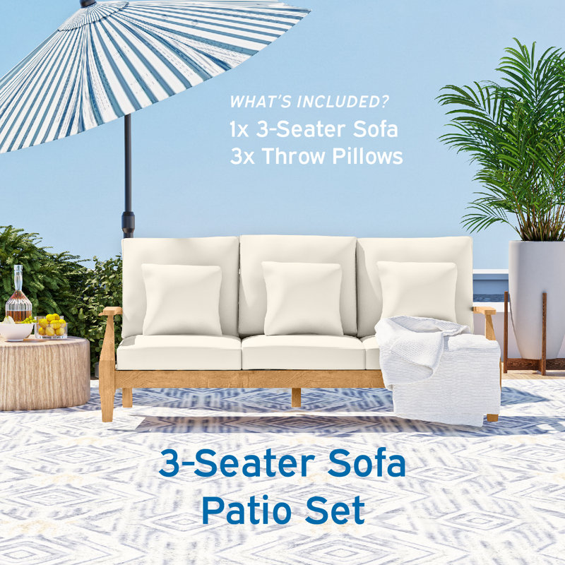 Canapé d'extérieur avec coussins de 84,25 po Byxbee, Blanc