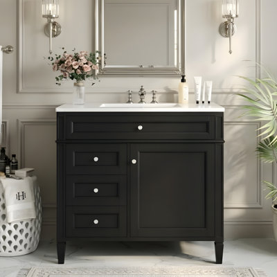 36-inch bathroom vanity with ceramic sink