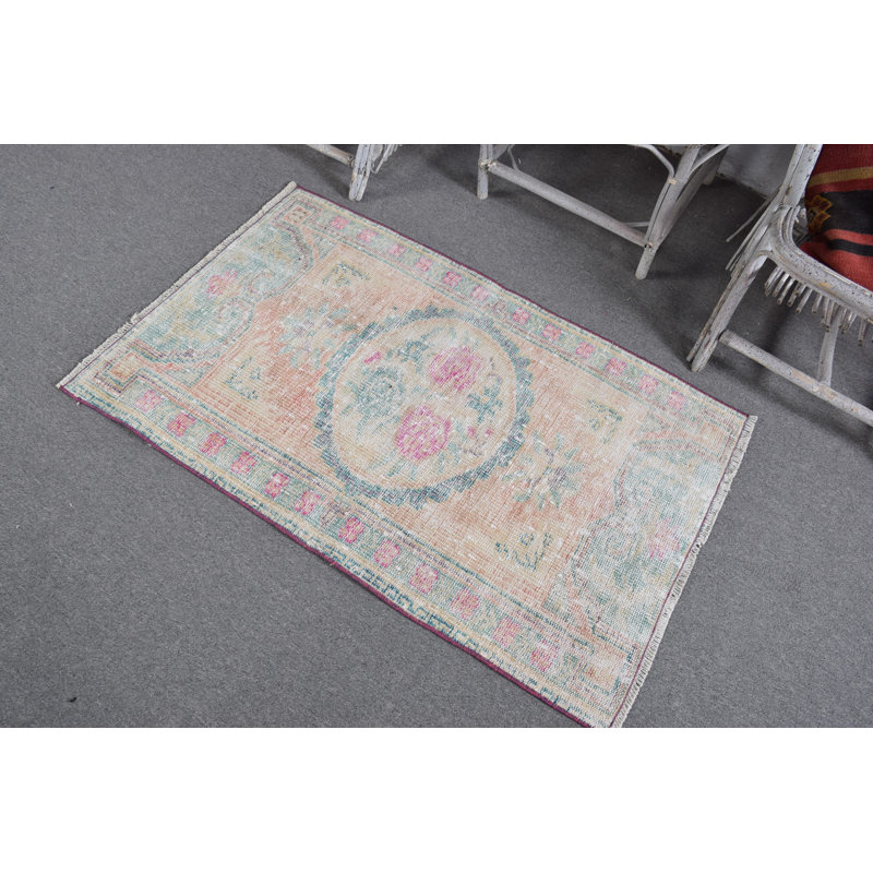 Tapis turc vintage rétro Oushak - idéal pour les petites cuisines ou comme élément décoratif classique