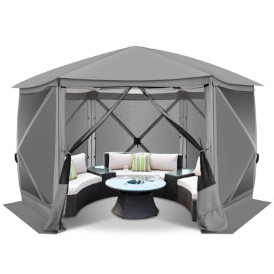 Tente de pavillon avec abri de jardin 12 x 12, auvent extérieur avec toit et parois latérales amovibles