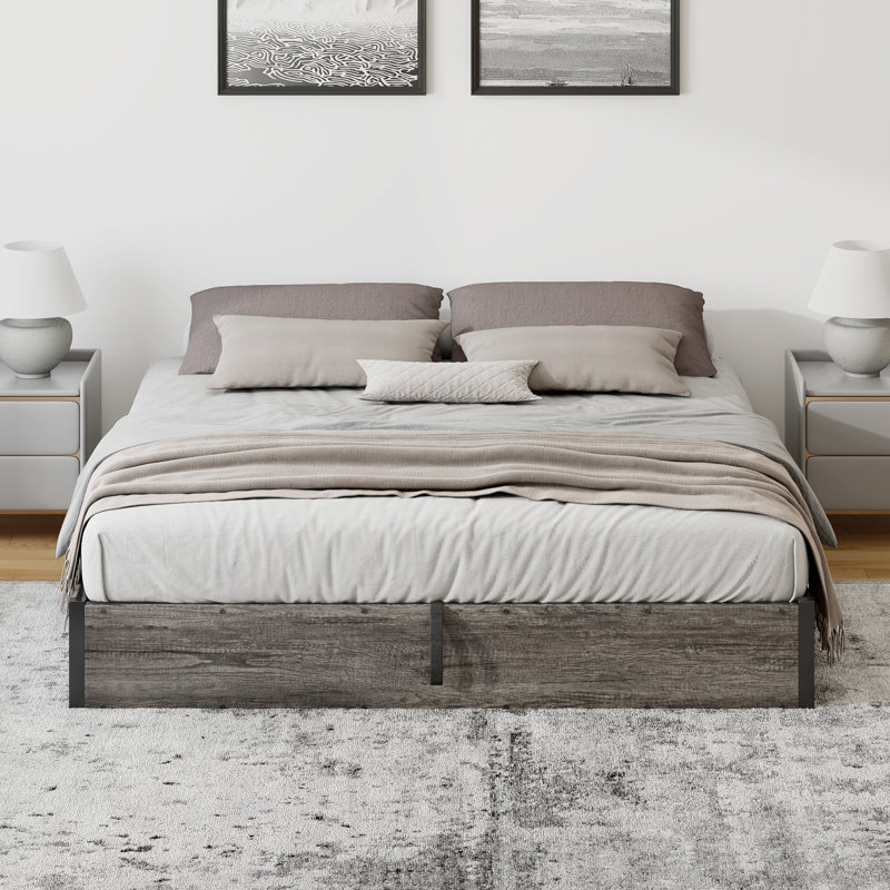 Base de lit plateforme avec rangement Lift Up, Gris, Grand