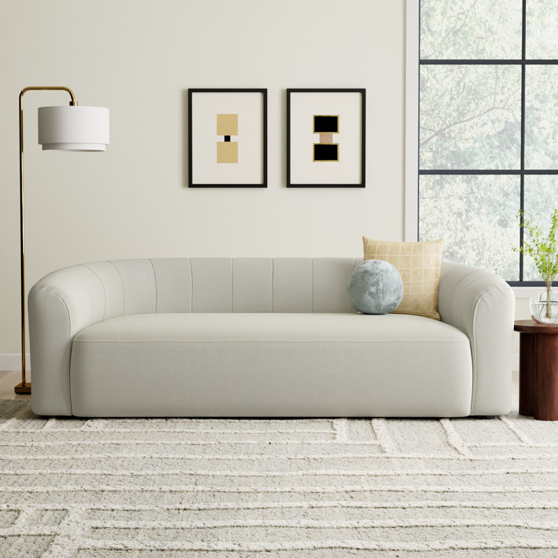 Augustine Upholstered 89'' Sofa, Luna Cream Performance Weave