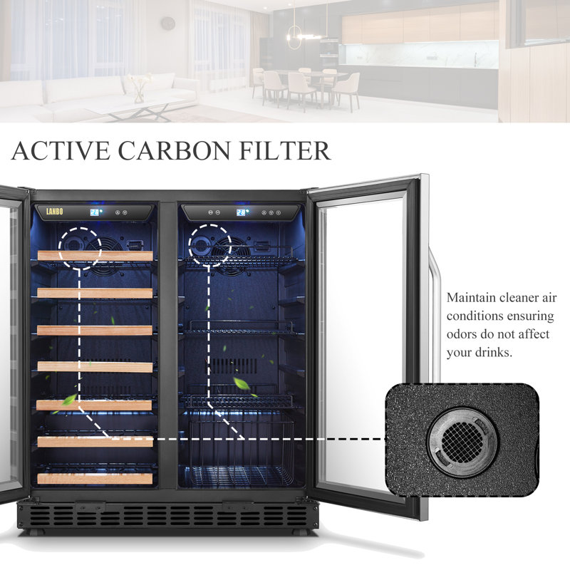 30" 31 Bottle and 76 Can Dual Zone Freestanding Wine and Beverage Refrigerator