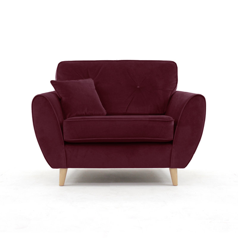 Rafe Scandi Style Velvet Loveseat, Aubergine Velvet