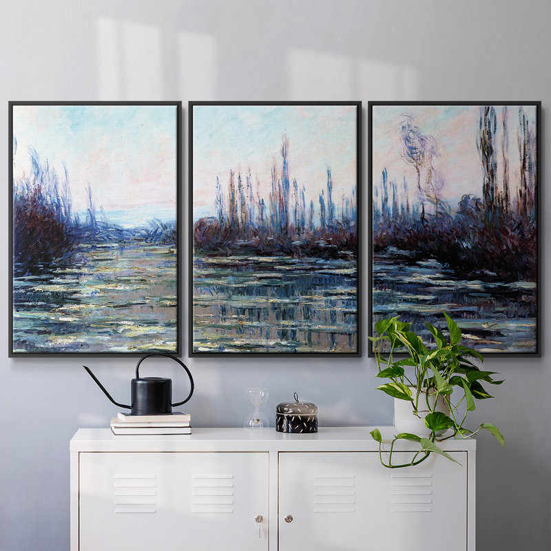 Floating Ice, 1882, reproduction sur toile 3 pièces, H 24 po x l 48 po x P 2 po, Noir