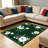Dark Green White Floral carpet-easy to clean, machine-washable, soft and comfortable; suitable for door mats, kitchens, living rooms, bedrooms, corridors, and laundry areas. Easy to clean, durable carpet for home decoration.-1107412638