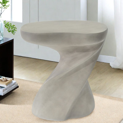 White MGO End Tables, Modern Twisted Sculptural Accent Table for Home