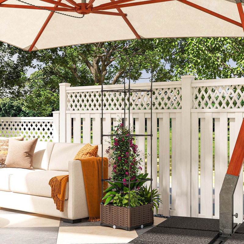 Lit de jardin polyvalent avec treillis pour plantes diverses